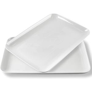 DELLING Large Serving Platter, 18" x 12.3" Serving Tray-Set of 2, White Platters for Serving Food, Serving Trays for Party, Fruit, Appetizer, Serving Trays for Entertaining at Parties and Weddings