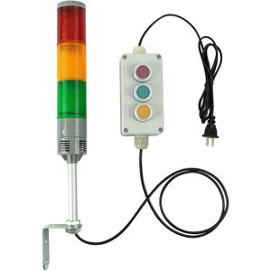 Y DIANS 3 Stack Super Bright LED Industrial Signal Tower Light Andon Lights with No Sound, Self Locking Switch or Flash, for Industrial, Warehouse, Indoor AC110V
