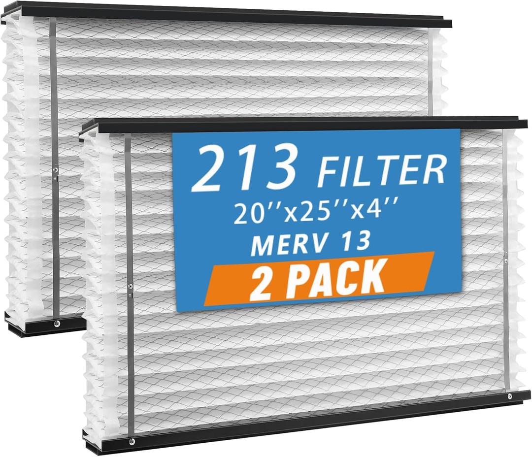 2-Pack 213 Replacement Filter, Compatible with Aprilaire 1210, 1620, 2210, 2216, 3210, 4200, 20x25x4 Inches MERV 13 Furnace Air Filter