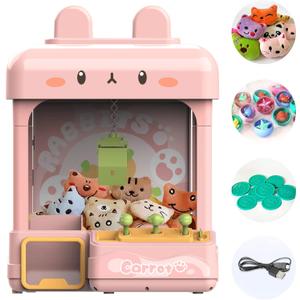 Large Claw Machine for Kids Adults with Prizes, Adjustable Sound & Light, 2 Power Modes, Mini Candy Crane Vending Machines, Electronic Arcade Game Dispenser Toy for Girls Boys Gift - Bunny