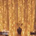 Twinkle Star 300 LED Window Fairy Curtain String Lights, 8 Modes Fairy Lights for Bedroom Wedding Party Home Garden Outdoor Indoor Wall Decorations, Warm White, 2 Pack