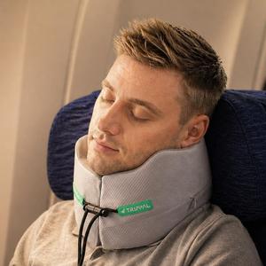 Travel Neck Pillow for Airplane: Neck Brace-Like Support 360 Chin Lock for Men in Middle Seat Sleep - Zero Head Slumping into Strangers - 8-Hour Upright Sleeping Without Neck Pain, Medium