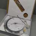 Large Wall Clocks, Silent Movement Clock Metal Creative Wall Art Non Ticking Battery Operated Quartz Modern Decorative Clock for Living Room Kitchen Bedroom / 13 * 23.6 Inch (White-203)