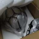 SLAWA Outdoor Pendant Light For Porch Farmhouse Exterior Hanging Lights With Adjustable Chain Anti-Rust Aluminum With Ball Amber Glass Waterproof Pendant Lantern For Front Door Entry Villa Gazebo Yard (Small-7" x 13", Black)