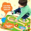 Vanmor Baby Car Toys for 12 Month Old Toys, Musical Playmat with 4 Animal Soft Pull-Back Vehiclefor 1 Year Old, Soft Baby Learning Toys 12-18 Months, 1st Birthday Xmas Gift for Toddlers