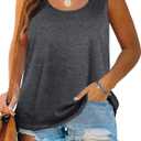 Plus Size Tank Tops for Women Summer Sleeveless Scoop Neck T-Shirts Tops Casual Tees Tunics Shirts (XX-Large, 00- Dark Grey)
