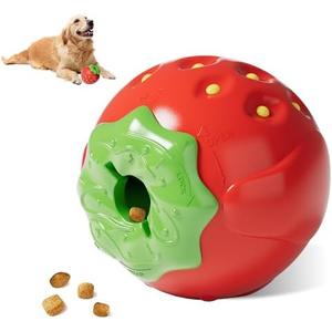 VEPOUYU Dog Toys Treat-Filling Tough Dog Chew Toy Strawberry, Durable Puppy Toys