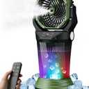 Portable Misting Fan with Remote, 2L Water Tank & 2 Spray Modes, 30000mAh Rechargeable Outdoor Cooling Fan, 4 Wind Speeds, 3 Timers, 120 Oscillation, RGB Lights & Flashlight for Camping Beach Patio, Medium