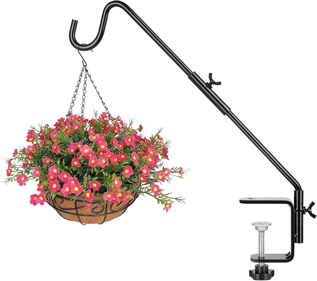 BOLITE Heavy Duty Deck Hook, 16 Inch Bird Feeder Hanger for Hummingbird Feeders, Planters, Lanterns, Wind Chimes, 360 Rotatable Arm, Black, Birthday Gifts for Women Men, Gifts for Mom Dad
