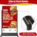 Sidewalk Sign Heavy Duty - 24x36 Inch Double-Sided Poster Stand with 360 Rotating Wheels, Rolling Metal Sandwich Board Floor Standing Sign Holder for Event Businesses Outdoor, Frame Only