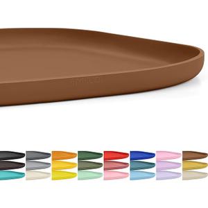 SMILOOL Small Silicone Pet Food Mat with Raised Edge for Food and Water Bowl, Square Dog Feeding Mats, Cat Food Trays for Floor Waterproof, Rubber Tray for Dogs and Cats, 12 x 12 x 0.7 Brown