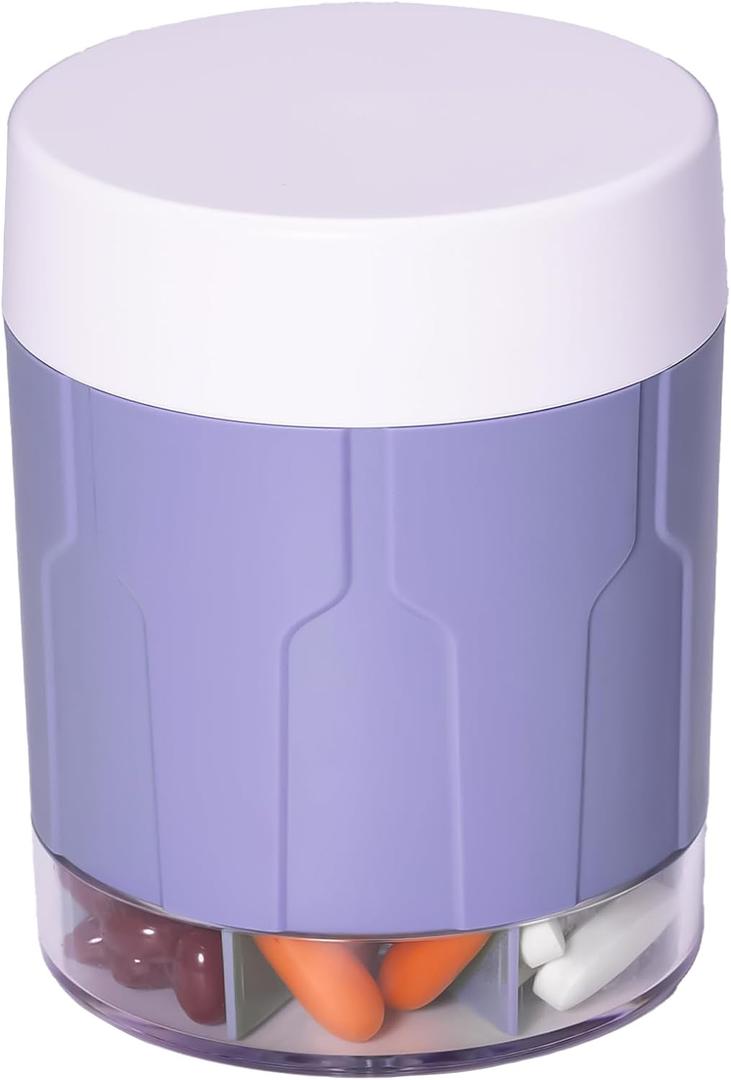 Extra Large Supplement Organizer,Betife Daily Weekly Pill Organizer Bottle, Pill Dispenser with 7 Large Compartments, Organizer to Hold 7 Day Vitamin or Medication,Includes 21 Pcs Labels (Purple)