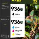 Pristar High Yield 936e 936 Ink Cartridges for HP Printers Replacement for HP 936 Ink Cartridges Combo Pack HP936 Compatible with HP Officejet Pro 9125e 9135 9120 9130 9730 Printers(4 Pack, BK/C/M/Y)