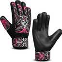 BEAST RAGE Goalkeeper Gloves for Boys Kids Youth Football Keeping Soccer Goalie Gloves with Strong Grip for Ball Receiver,Wrist Support 4MM Latex Palm (Size 3 - fit for 5 to 6 Years Old, Pink)