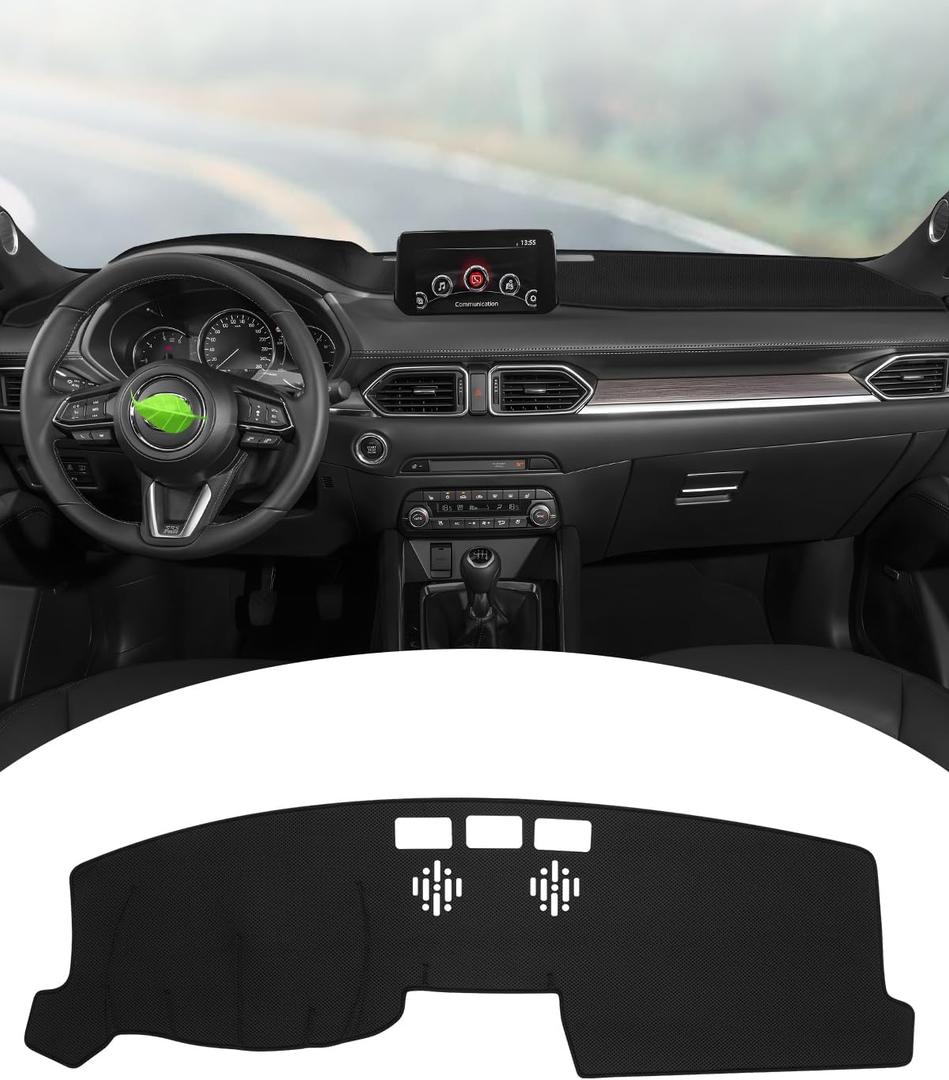 FIILINES Dash Cover for Mazda CX-5 CX5 2017-2025 (Without HUD), Dashboard Mat Cover Sunshade Nonslip Mesh Protector No Glare Accessories Dash Mat Black