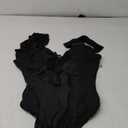 Binlowis Deep V Neck Flounce One Piece Swimsuit Ladies Black Color Plunging Beachwear Bathing Suit (Black#1,XL)