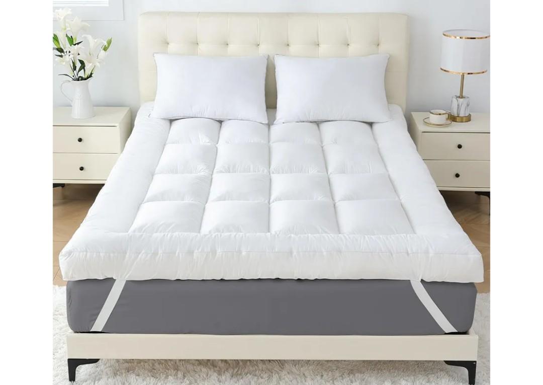 SHOUREN 4 Inch Memory Foam Mattress Topper King for Back Pain, Extra Soft Pillow Top Mattress Topper, 2000GSM Fluffy Shredded Memory Foam Filled & Thicked Down Alternative-Lined 80x78x4in