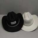 AW BRIDAL Engagement Bridal Shower Wedding Gifts for Newlyweds Couples 2025, Anniversary Rhinestone Mr and Mrs Cowboy Hats for Women Men, Western Groom Bride Cowgirl Hat for Honeymoon Party (2 Pcs)