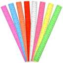 2 x Unjoo Clear Plastic Ruler 12 Inch Straight Rulers, Assorted Colors (8 Pack)