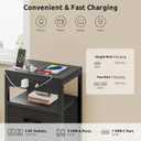 Lazzanto Nightstand Bedside Charger Table for Bedroom - Night Stand with Charging Station, Modern Nightstand with Open Shelf & 2 Fabric Drawers, Bed Side Table with USB-C Port for Dorm, Black