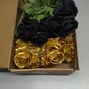 72 Pcs Artificial Roses Gold, Black Fake Silk Roses Realistic Roses Faux Flower Indoor Wedding Home Decor, Birthday Decorations
