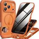 Miracase Magnetic for iPhone 17 Pro Max Case with Privacy Screen Protector [Compatible with MagSafe], Full Camera Protection and Full Body Shockproof Bumper 17 Pro Max Phone Cover 6.9", Orange