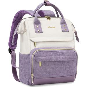 LOVEVOOK Mini Backpack for Women, Cute Small Backpacks Purse, Fashion Bag for Work Travel Gift, Lightweight Daypack, White-Purple (13inch, Beige-taro Purple)