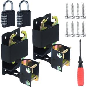 2 Pack S16100700 Two Way Lockable Gate Latch(Small Size Version: 3"L x 5"H) with Black 4-Digit Combination Lock for Metal Gates with 1-1/4" to 1-1/2" Diameter Tubes