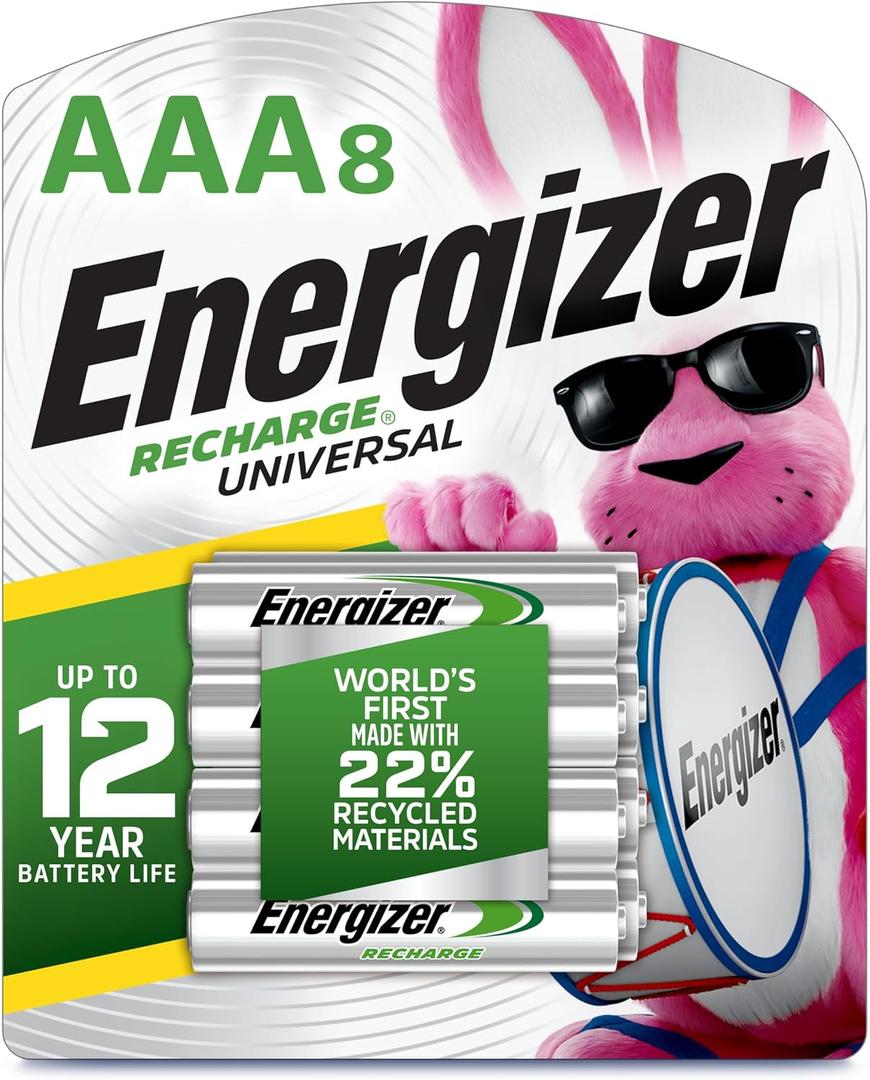 Energizer Recharge Universal Rechargeable AAA Batteries (8 Pack), Triple A Batteries