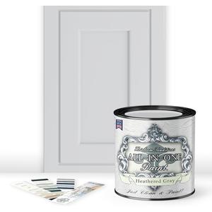 ALL-IN-ONE Paint by Heirloom Traditions, Heathered Gray (Light Cool Gray), Quart - Durable cabinet and furniture paint. Built in primer and top coat, no sanding needed. Includes our 30 featured color (32 Fl Oz (Pack of 1))