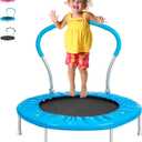 36-Inch Kids Trampoline With Handle - Indoor Mini for Toddlers, Small Rebounder, Adult Fitness for Indoor and Outdoor Use (Blue)