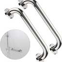 2 Pack 16 Inch Shower Grab Bar - 1.25" Diameter, ZUEXT Chrome Stainless Steel Bathroom Grab Bar Handle, Bathroom Balance Bar,Safety Hand Rail Support,Handicap Injury Elderly Senior Assist Bath Handle