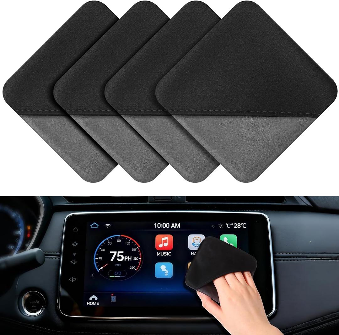 Hahafelt 4 Pcs Car Screen Cleaner Car Touch Microfiber Screen Cleaner Cloth Cleaning Wipes Interior Pad for Vehicle Dashboard LCD Accessories 4.13×4.13 Inches(Square)