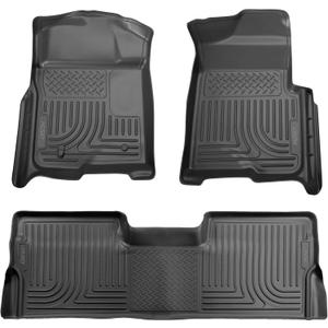 Husky Liners Weatherbeater Floor Mats | Fits 2009 - 2014 Ford F-150 SuperCrew Cab w/out Manual Shifter (Footwell Coverage) | Front & 2nd Row, 3-pc Black - 98331