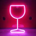 JYWJ Wine Glass Neon Sign,USB or 3-AA Battery Powered Neon Light,LED Table Decoration,Bedroom Wall Decoration,Birthday Gift,Wedding Supplies Business Gift(Pink)