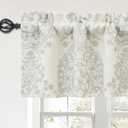 DriftAway Damask Curtains Valances for Windows Farmhouse Style Floral Medallion Patterned Samantha Kitchen Bedroom Livingroom Valance Short Curtain Single 52 Inch by 14 Inch Linen Gray