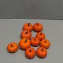 10Pcs Fake Pumpkins Fall Thanksgiving Decorations, Orange Plastic Pumpkins Home Decor, Artificial Mini Pumpkin for Decorating Autumn Harvest Outdoor Indoor Fall Decor Centerpiece Table Decorations