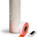 2212 Fluorescent Red Pricing Labels for Garvey and Contact 22-6, 22-7, 22-8 Price Gun/Labelers, Free Ink Roller  9 Rolls, 11,000 Labels with Security Slits
