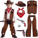 Spooktacular Creations Halloween Cowboy Hat Costume for Boys, Kids Brown Western Costume, Deluxe Boys Cowboy Outfit Set for Toddler Halloween RolePlay Themed Party (3T, 34 yrs)