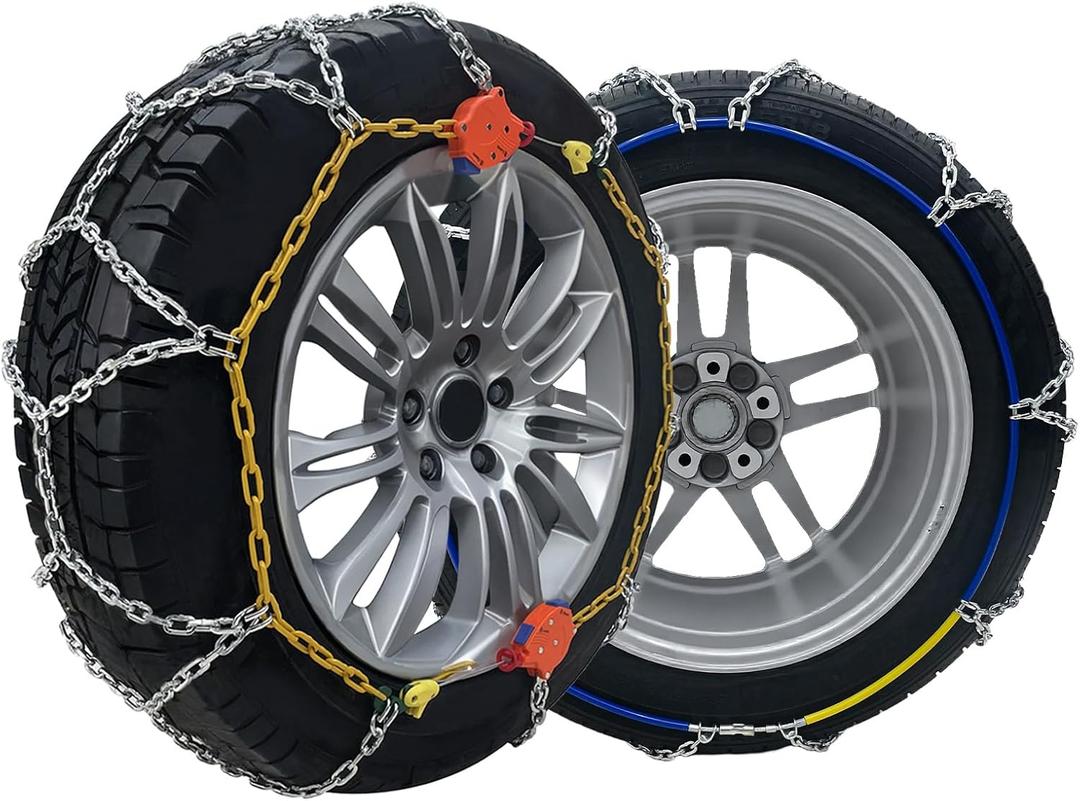 232405 Adjustable Snow Tire Chains for Light Truck, SUV, Cars, Pickups, 2 Pack Anti-slip Snow Chains for Pickup Trucks Winter Tire Chains 235 245 255 265 275 - Series 232405