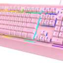 TECKNET Gaming Keyboard, USB Wired Computer Keyboard, 15-Zone RGB Illumination, IP32 Water Resistance, 25 Anti-ghosting Keys, All-Metal Panel (Whisper Quiet Gaming Switch) Pink
