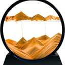 Moving Sand Art Liquid Motion - Moving Sand Art Picture Decor 3D Deep Sea Sandscape, Round Glass Frame Display Flowing Sand Relaxing Toy for Desktop Home Office Work Decoration(Yellow, 7")