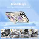Boaretiu Cute Kawaii for iPhone 17e/16e Case with Stand - Fashion Cool 360 Rotate Ring Holder Kickstand Purple Flower Design for Women Girls Boys Teens Girly for iPhone 17e/16e Phone Case