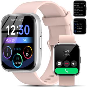Smart Watch for Men Women - Answer/ Make Calls/ Quick Reply/ AI Voice Assistant, 1.83" for Android iPhone Samsung Compatible IP68 Smartwatch Fitness Tracker Blood (Silver+Pink, 1.83")