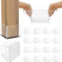 16 Pcs Non Slip Square Chair Leg Protector - Non Skid Furniture Grippers, Anti-Slip Silicone Furniture Feet Caps, Used for Outdoor Protection of Chair Legs(Clear, 1.26-1.54").