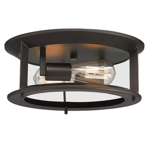 Emliviar Industrial Ceiling Light, Vintage 2-Light Flush Mount Ceiling Light Fixture, Oil Rubbed Bronze Finish, YE19108-F2 ORB