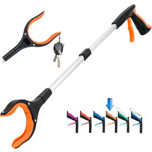 Grabber Reacher Tool,32 Inch Extra Long Foldable Pick Up Stick with Strong Grip Magnetic,360Rotating Anti-Slip Jaw,Trash Claw Grabber Tool,Trash Picker Tool for Outdoor & Indoor (Orange)