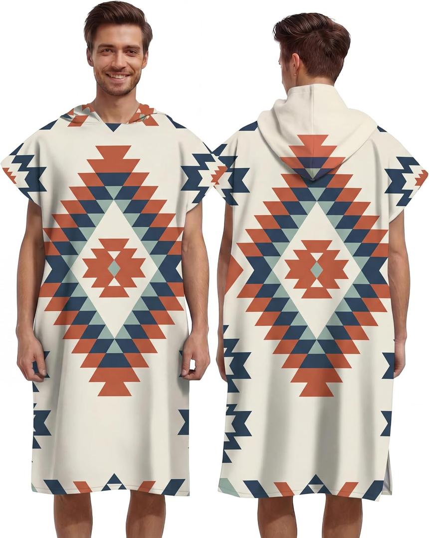 Quick Dry Surf Poncho Changing Towel Robe Hoodie for Men Women,Swimming Beach Surfing Diving Home Hot Springs Bathing（Adult-M）