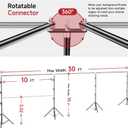 BEIYANG 10x30FT Photo Backdrop Stand, Angle Adjustable Triple Crossbar Extender Mount, Photography Background Support System, with Sand Bags,12 PCS Clamps for Wedding Party Celebration