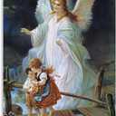 Catholic Wall Art Lindberg Heilige Schuguardian Angel Picture De La Guarda Poster Guardian Angel And Children Crossing Bridge Religious Religion Wall Art Painting Poster Unframe-style 12x18inch